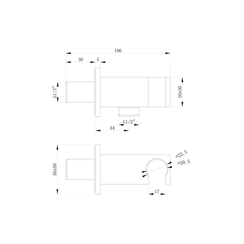 Handset Wall Bracket w/Wall Outlet - Square
