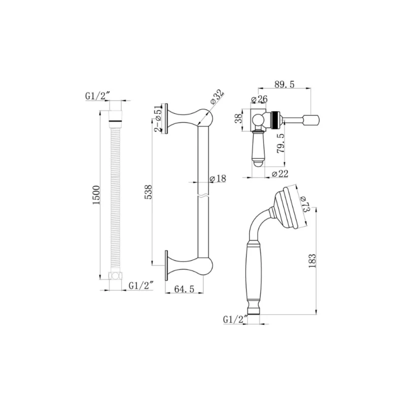 Harrington Traditional Slider Rail Kit – Polished Chrome
