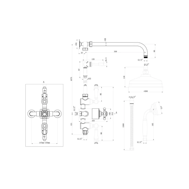 Harrington Traditional Thermostatic Shower Kit – Chrome