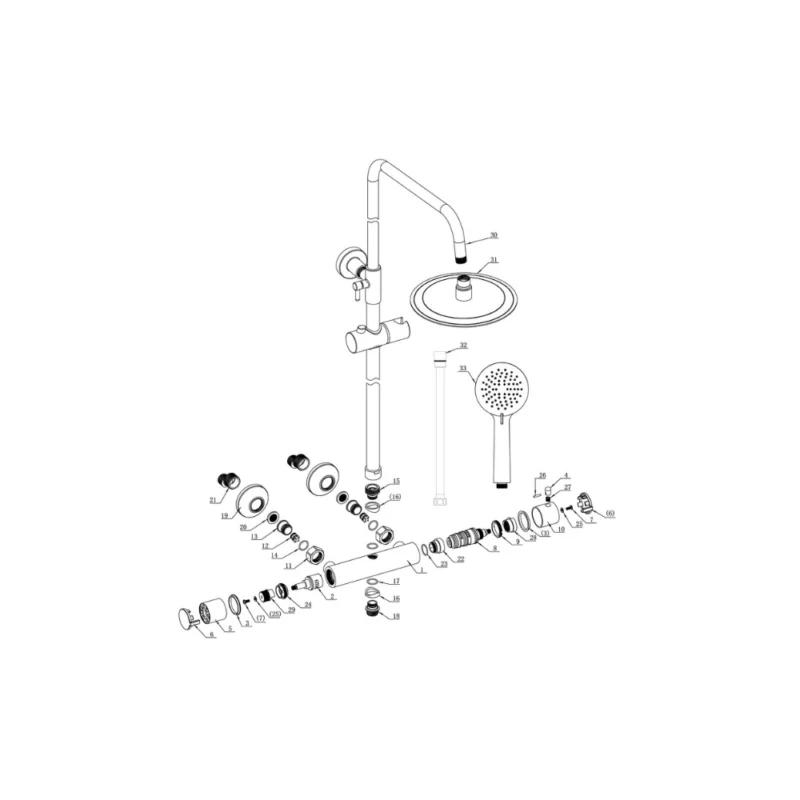 Aurora Round Thermostatic Bar Mixer w/Riser Kit - Matt Black