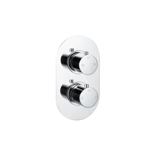 Aurora Thermostatic Two Outlet Twin Shower Valve - Chrome
