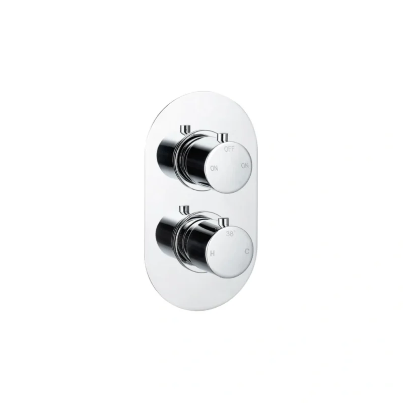 Aurora Thermostatic Two Outlet Twin Shower Valve - Chrome