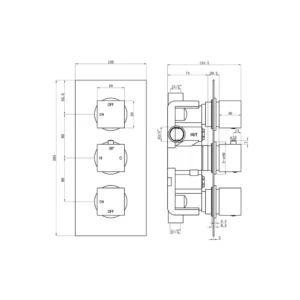 Cosmic Thermostatic Two Outlet Triple Shower Valve - Chrome