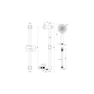 Aurora Round Riser Rail Kit w/Elbow & 3 Mode Handset - Chrome