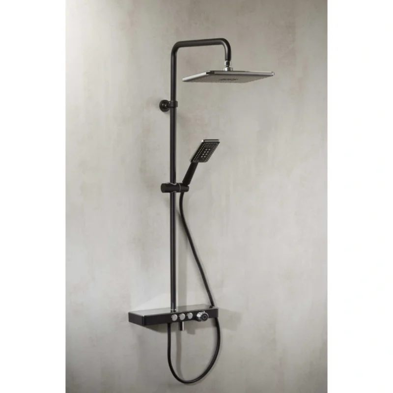 Vema Thermostatic Shower Column – Matt Black