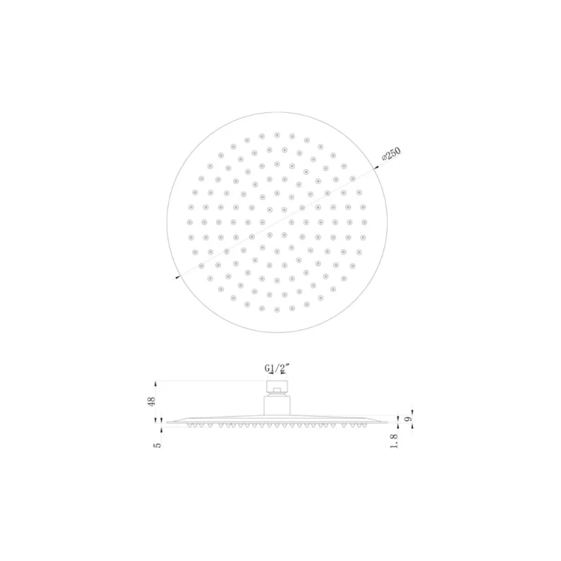 Aurora 250mm Round Ultraslim Showerhead - Chrome
