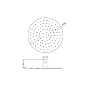 Aurora 200mm Round Showerhead - Chrome