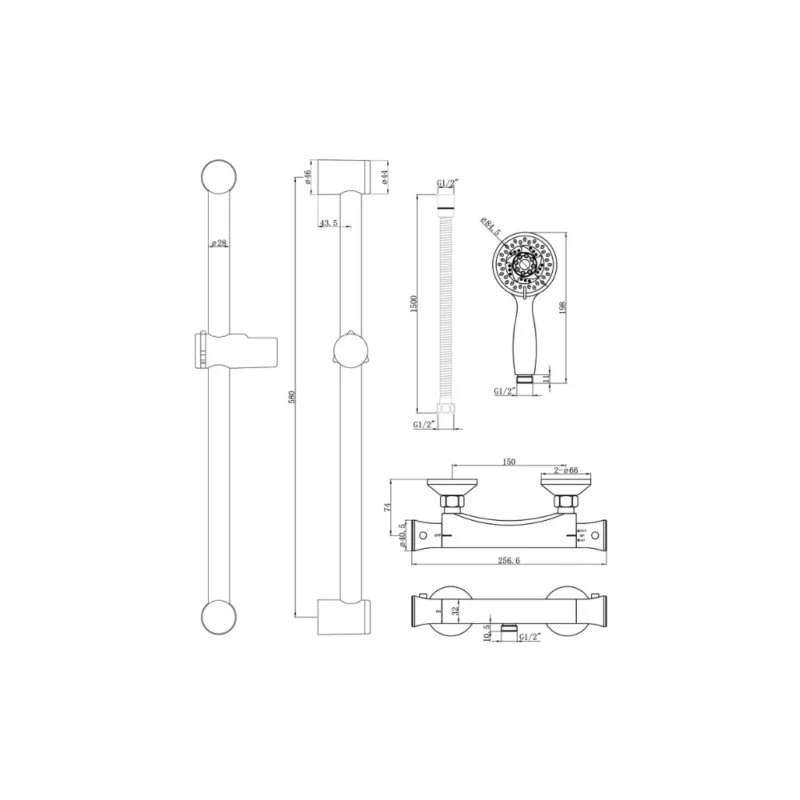 Beca Low Pressure Thermostatic Bar Mixer Shower – Chrome