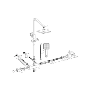 Blakely Cool-Touch Thermostatic Mixer Shower w/Riser & Overhead Kit - Chrome