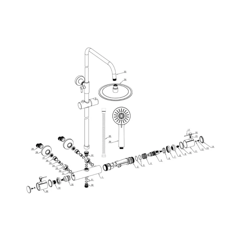 Carter Cool-Touch Thermostatic Mixer Shower w/Riser & Overhead Kit - Chrome