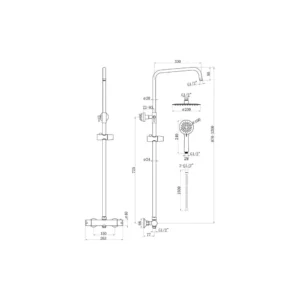 Aurora Round Thermostatic Bar Mixer w/Riser Kit - Chrome