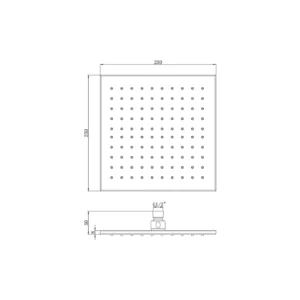 Full Basin (4) Cosmic 250mm Square Slimline Showerhead – Chrome