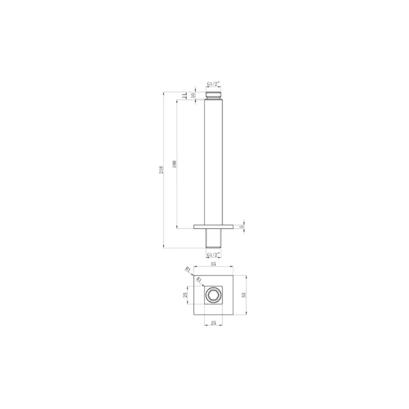 Cosmic 180mm Square Ceiling Arm – Polished Chrome