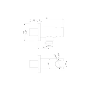 Aurora Round Handset Wall Bracket with Wall Outlet - Chrome