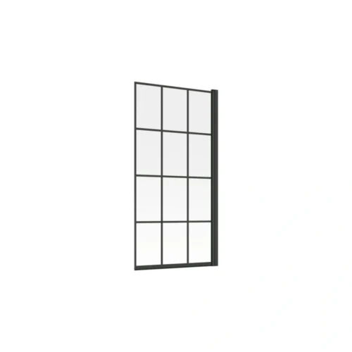 800x1500mm Single Straight Bath Screen (6mm) - Black Framed