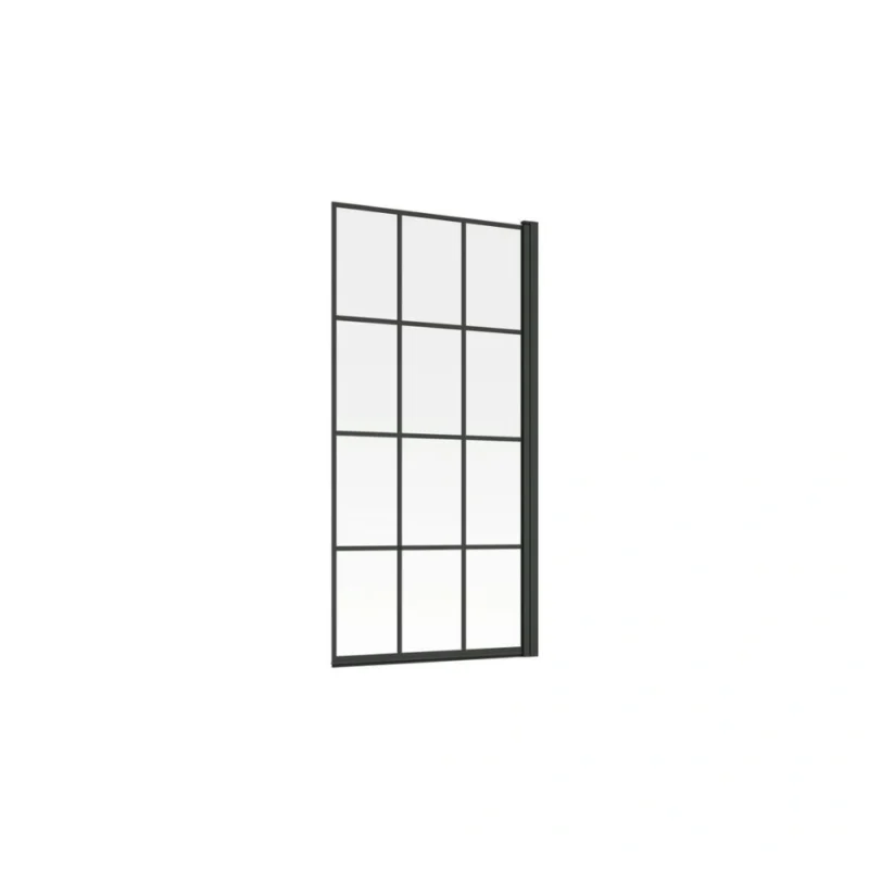 800x1500mm Single Straight Bath Screen (6mm) - Black Framed