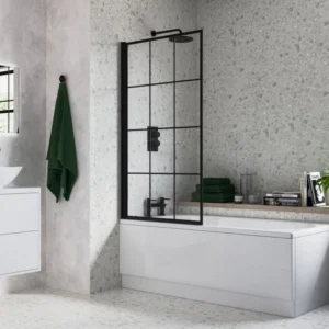 Full Basin (6) 800x1400mm Square Grid Bath Screen (6mm) - Black
