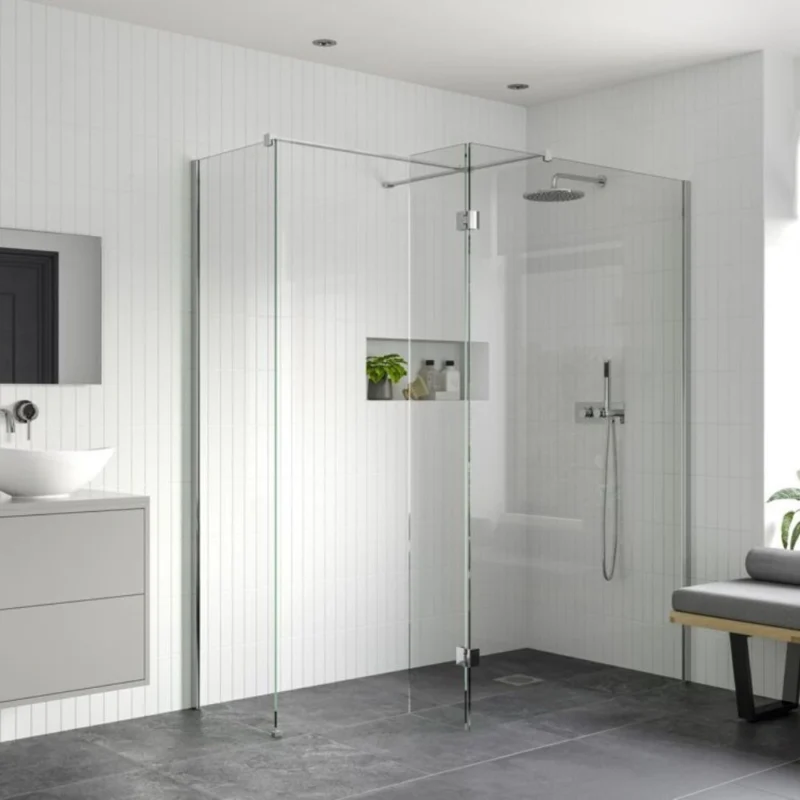 Crystal Optional 300mm Wetroom Hinged Splash Panel - Chrome