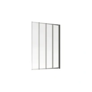 815x1400mm Framed Four Fold Bath Screen (6mm) - Chrome