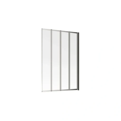815x1400mm Framed Four Fold Bath Screen (6mm) - Chrome