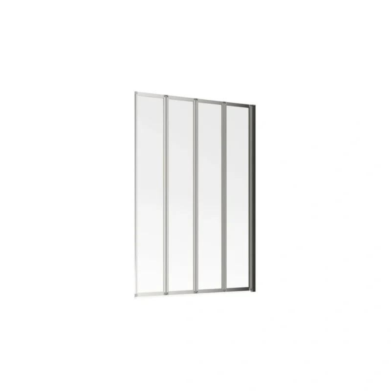 815x1400mm Framed Four Fold Bath Screen (6mm) - Chrome