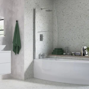 900x1500mm Space Saver Bath Screen (6mm) - Chrome