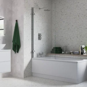 850x1500mm Hinged Straight Bath Screen (6mm) - Chrome