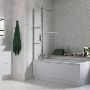 1000x1500mm Two Panel Folding Bath Screen (6mm) - Chrome