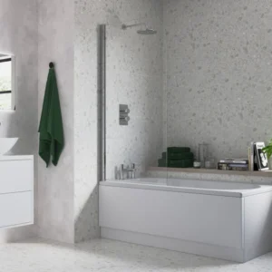 800x1500mm Single Curved Bath Screen (6mm) - Chrome