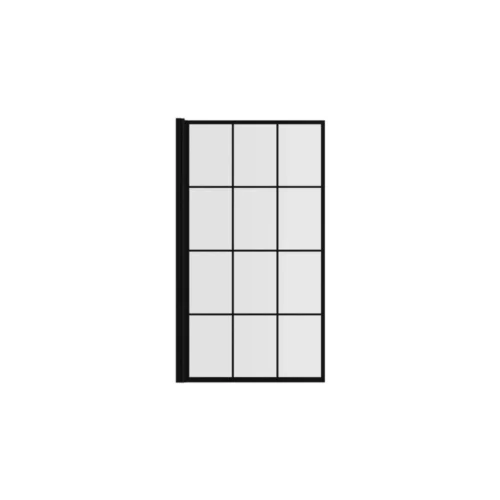 800x1400mm Square Grid Bath Screen (6mm) - Black