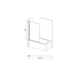 800x1500mm Single Straight Bath Screen (6mm) - Brushed Brass