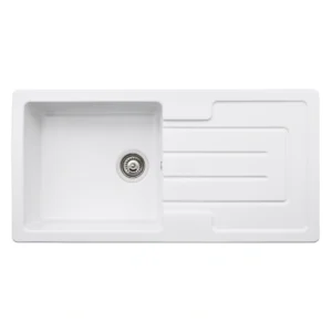 Abode Acton 1 Bowl & Drainer Ceramic Inset Sink – White