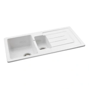 Abode Acton 1.5 Bowl & Drainer Ceramic Inset Sink – White