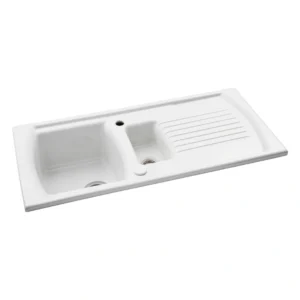 Abode Milford 1.5 Bowl & Drainer Ceramic Inset Sink – White