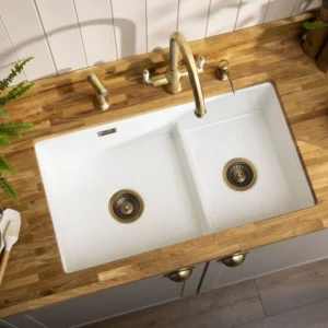 Abode Sandon 1.75 Bowl Ceramic Undermount / Inset Sink – White