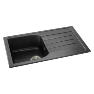 Abode Oriel 1 Bowl & Drainer Granite Inset Sink – Black Metallic