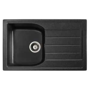 Abode Oriel 1 Bowl & Drainer Granite Inset Sink – Black Metallic