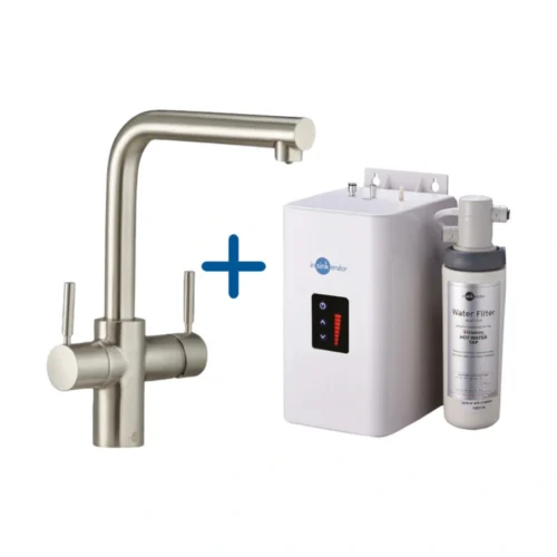 InSinkErator 3N1 L‑Shape Boiling Water Tap, Neo Tank & Filter Pack – Brushed Steel