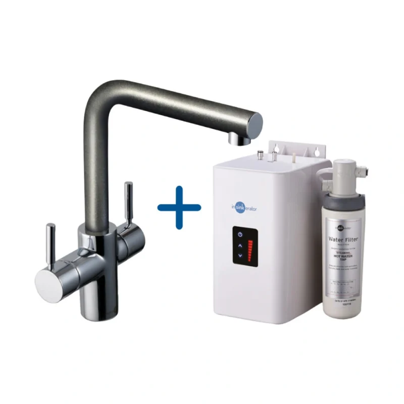 InSinkErator 3N1 L‑Shape Boiling Water Tap, Neo Tank & Filter Pack – Anthracite