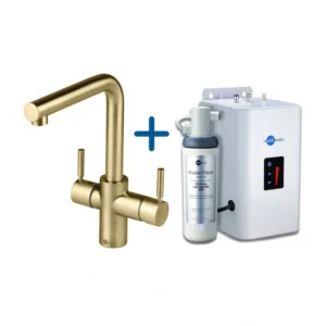 InSinkErator 3N1 L‑Shape Boiling Water Tap, Neo Tank & Filter Pack – Brushed Gold