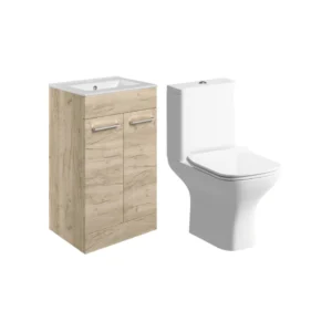 Elisa 510mm Floor Standing Vanity Unit & Close Coupled WC Bundle – Light Oak