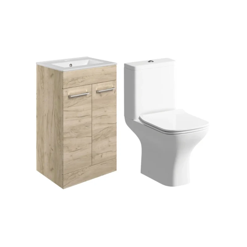 Elisa 510mm Floor Standing Vanity Unit & Close Coupled WC Bundle – Light Oak