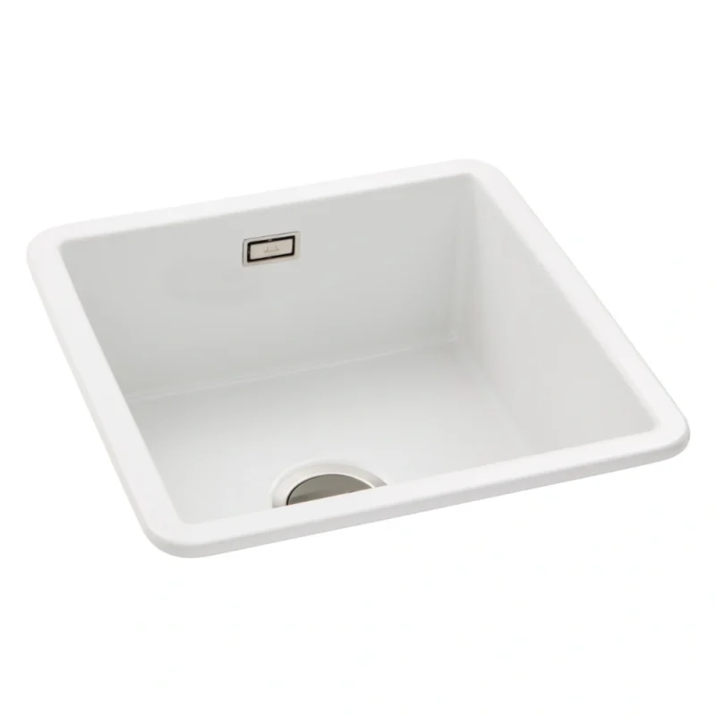 Abode Sandon 1 Bowl Ceramic Undermount / Inset Sink – White