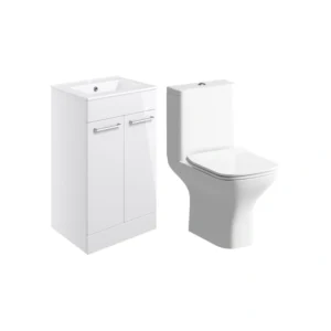 Elisa 510mm Floor Standing Vanity Unit & Close Coupled WC Bundle – White Gloss