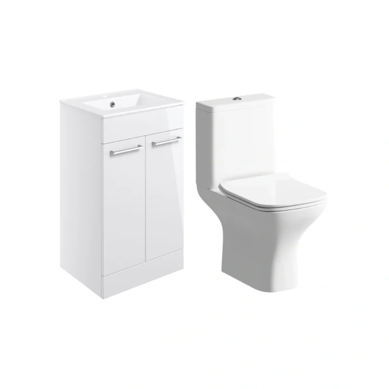 Elisa 510mm Floor Standing Vanity Unit & Close Coupled WC Bundle – White Gloss