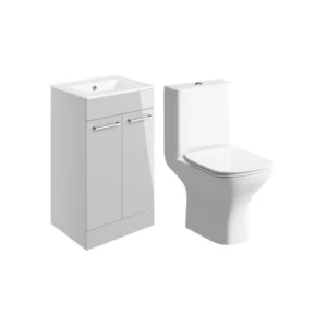Elisa 510mm Floor Standing Vanity Unit & Close Coupled WC Bundle – Grey Gloss