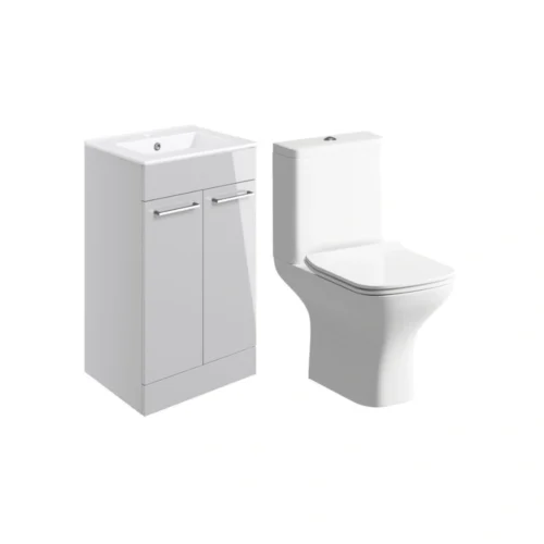 Elisa 510mm Floor Standing Vanity Unit & Close Coupled WC Bundle – Grey Gloss
