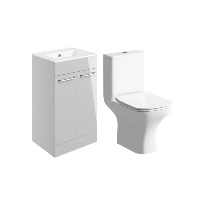Elisa 510mm Floor Standing Vanity Unit & Close Coupled WC Bundle – Grey Gloss