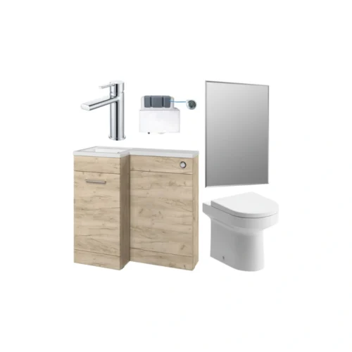Azure 900mm Left‑Hand Furniture & BTW WC Bundle – Oak