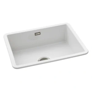 Abode Sandon Large 1 Bowl Ceramic Undermount / Inset Sink – White